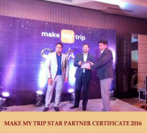 Make My Trip Star Partner Certificate 2016